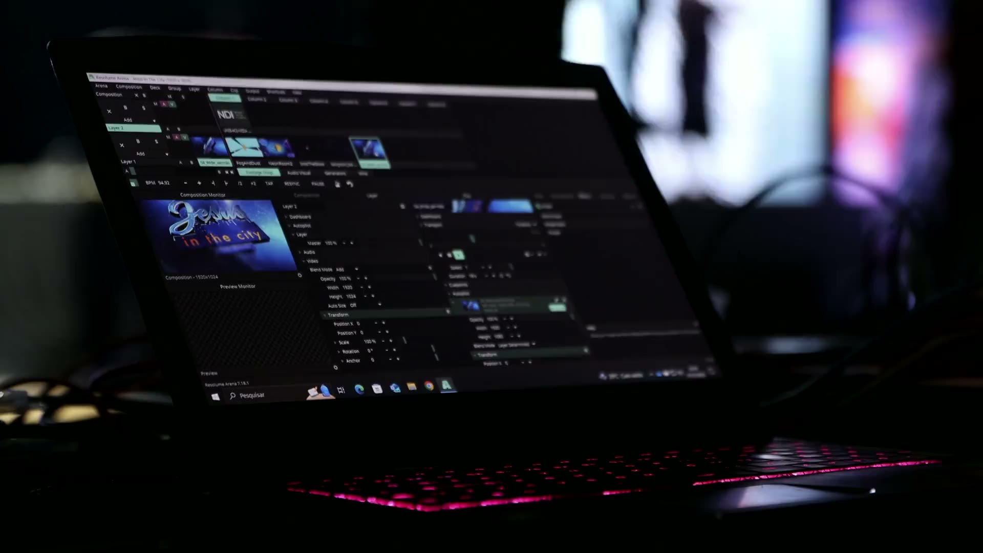 Video editing timeline on a monitor
